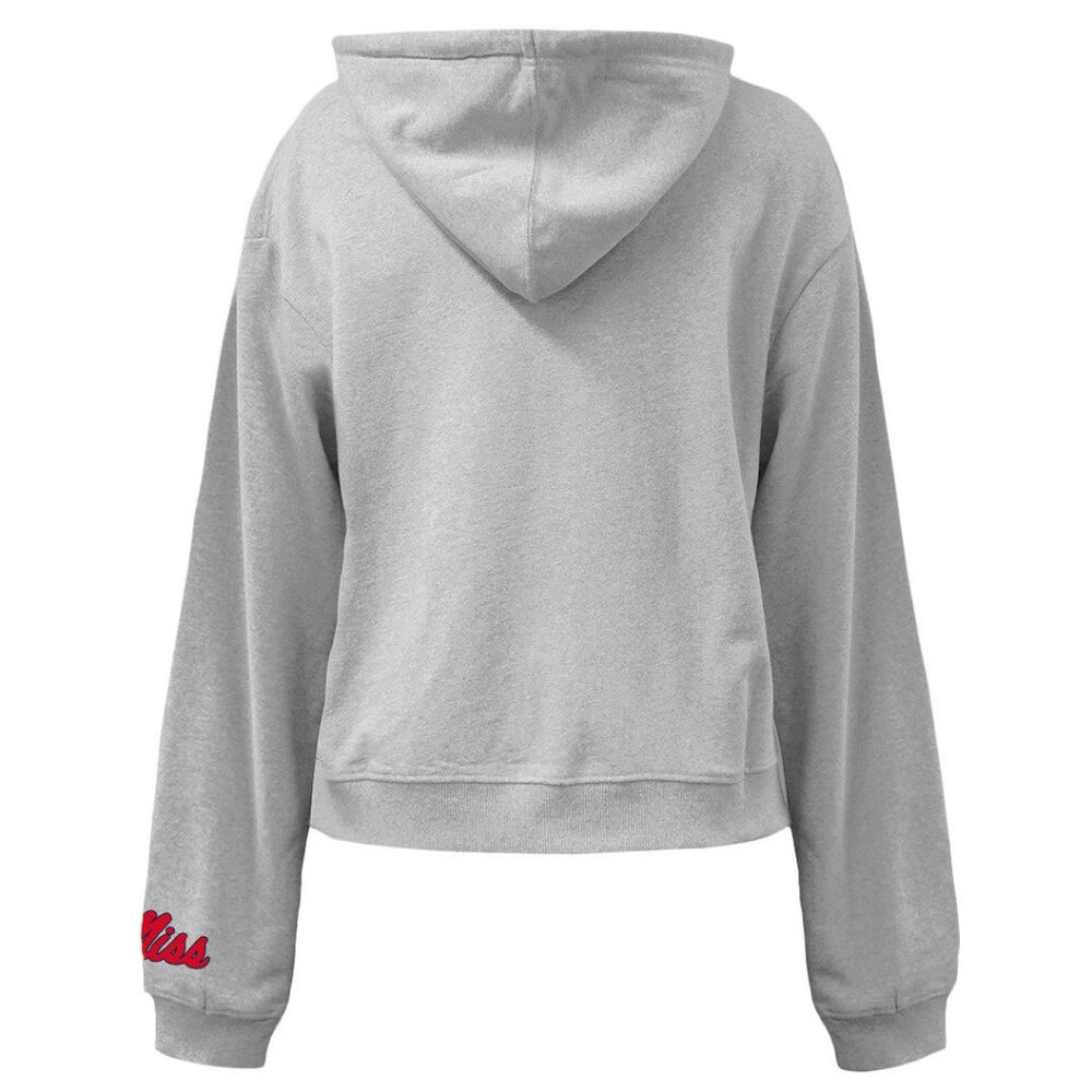 Ole Miss Hotty Toddy Women's Waist length Hoodie SILVER - Picture 3 of 4